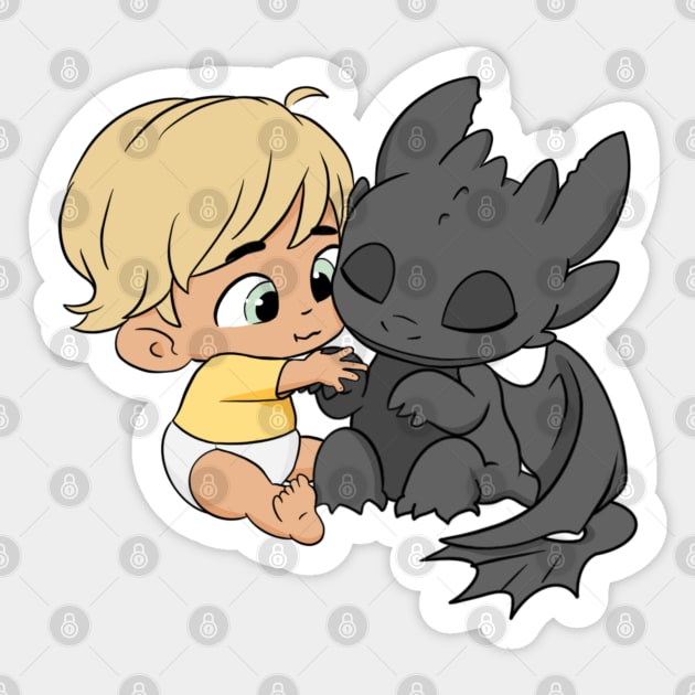 Best friend forever, baby dragon Toothless, baby boy with dragon, my first birthday Sticker by PrimeStore